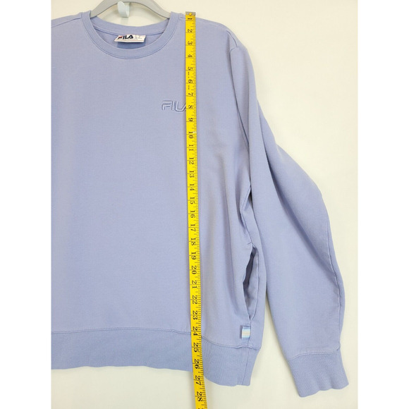 Fila Sweatshirt Women XL Pullover Pockets Crewneck Lilac Embroidered Logo - Picture 7 of 9